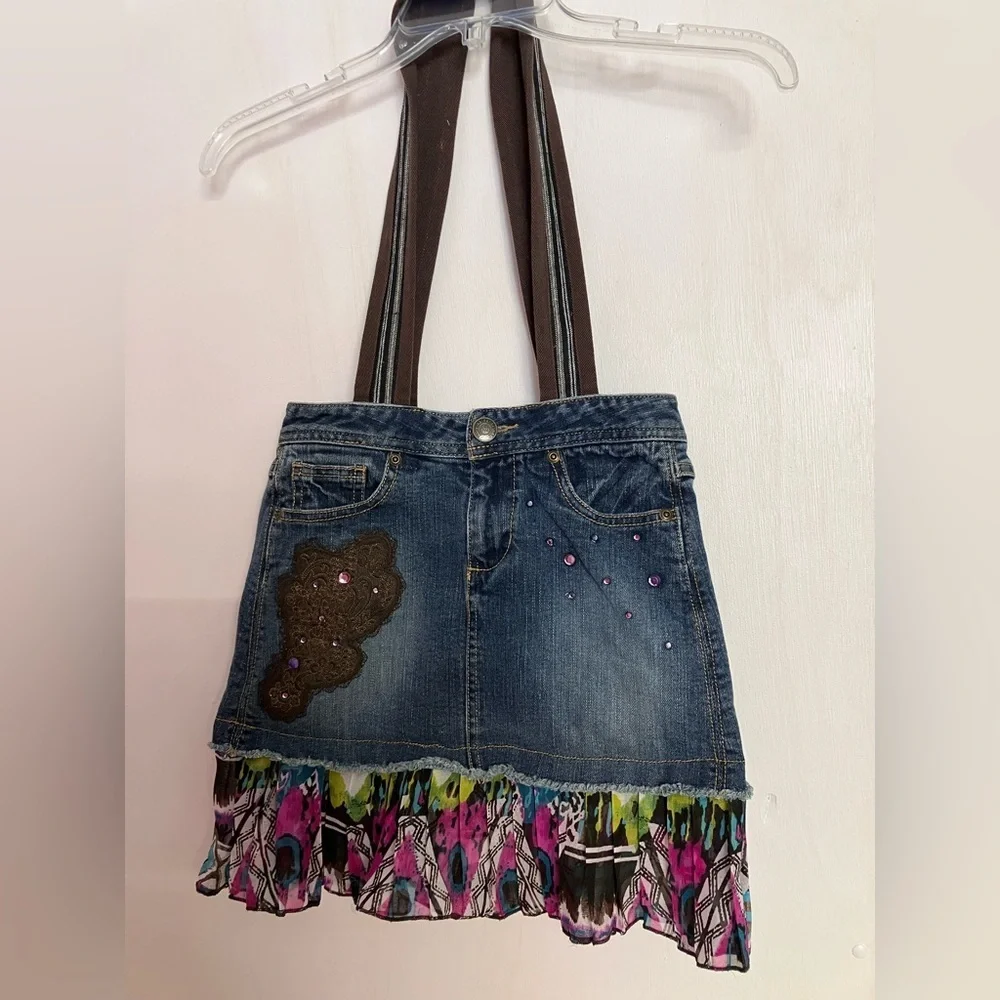 Handmade Upcycled Bag/Tote, Faded Denim, Cotton Lining, Handsewn/One of a Kind